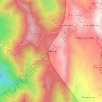 Mapa topográfico Patekkong, altitude, relevo
