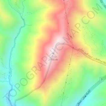 Mapa topográfico Sangan, altitude, relevo