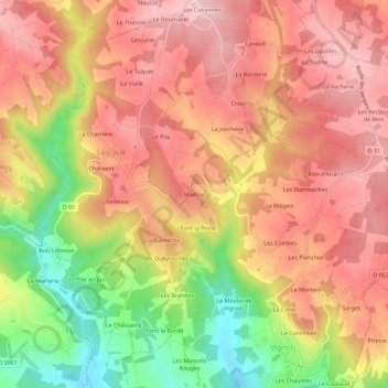 Mapa topográfico Mailhac, altitude, relevo