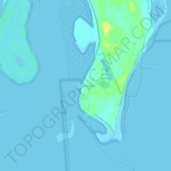 Mapa topográfico Kooringal, altitude, relevo