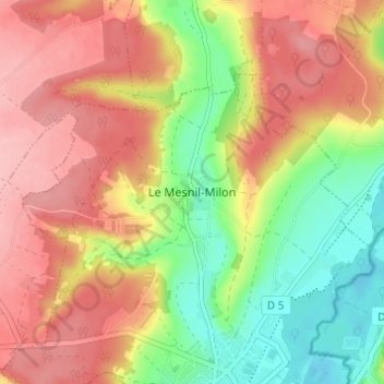 Mapa topográfico Le Mesnil-Milon, altitude, relevo