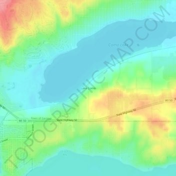 Mapa topográfico Lake Como, altitude, relevo