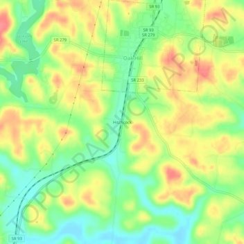 Mapa topográfico Hitchcock, altitude, relevo