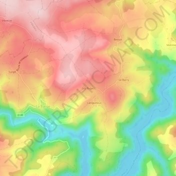 Mapa topográfico Les Buges, altitude, relevo