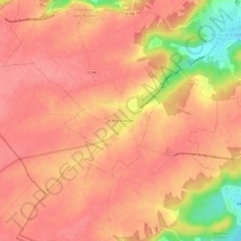 Mapa topográfico Le Mesnil-Racoin, altitude, relevo