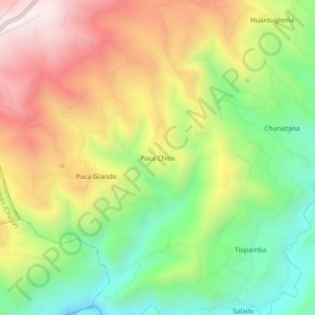 Mapa topográfico Puca Chico, altitude, relevo