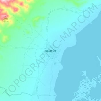 Mapa topográfico Repelón, altitude, relevo