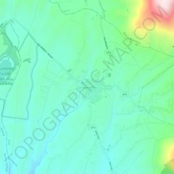 Mapa topográfico Giulianello, altitude, relevo