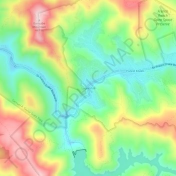 Mapa topográfico Lagunitas, altitude, relevo