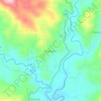Mapa topográfico Singajaya, altitude, relevo