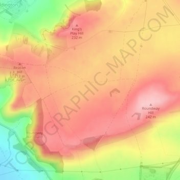 Mapa topográfico Roundway Down, altitude, relevo