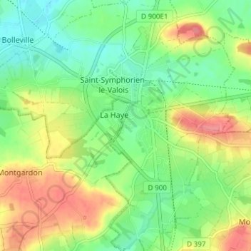 Mapa topográfico Le Clos Versailles, altitude, relevo