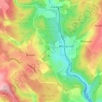 Mapa topográfico Saunders Green, altitude, relevo