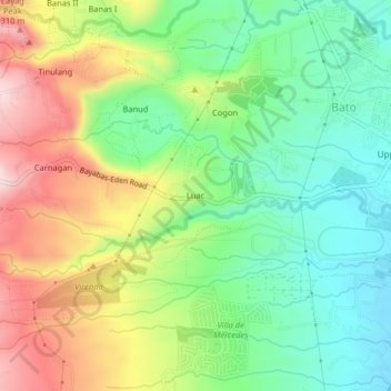 Mapa topográfico Luac, altitude, relevo