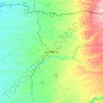 Mapa topográfico Quimbaya, altitude, relevo
