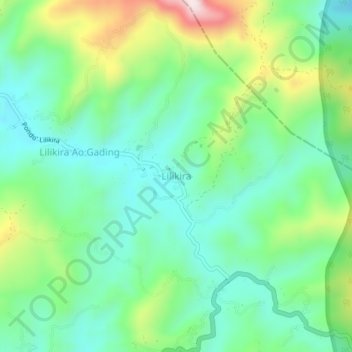 Mapa topográfico Lilikira, altitude, relevo