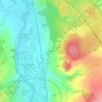 Mapa topográfico Les Archies, altitude, relevo