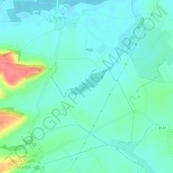 Mapa topográfico Les Marais, altitude, relevo