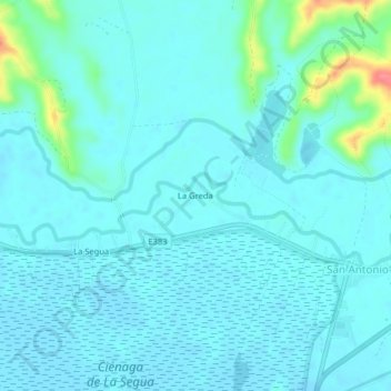 Mapa topográfico La Greda, altitude, relevo