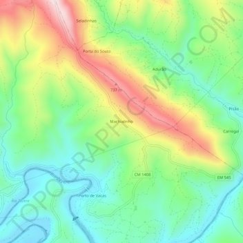 Mapa topográfico Machialinho, altitude, relevo