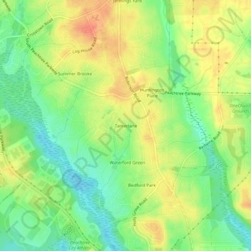 Mapa topográfico Tamerlane, altitude, relevo