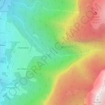 Mapa topográfico Les Trois Fontaines, altitude, relevo