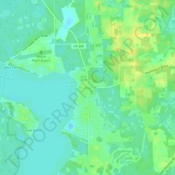 Mapa topográfico Fruitland, altitude, relevo