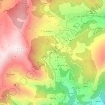 Mapa topográfico San Luís, altitude, relevo