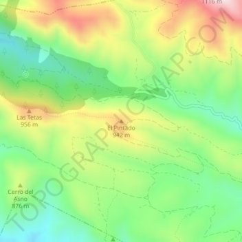 Mapa topográfico El Pintado, altitude, relevo