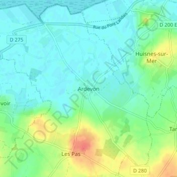 Mapa topográfico Ardevon, altitude, relevo