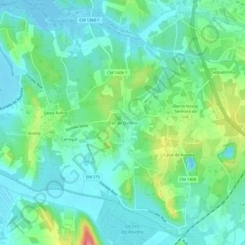 Mapa topográfico Trás do Outeiro, altitude, relevo