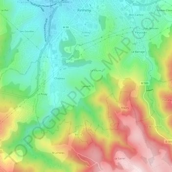 Mapa topográfico Lameth, altitude, relevo