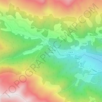 Mapa topográfico La Ruzole du Haut, altitude, relevo