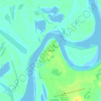 Mapa topográfico Noorvik, altitude, relevo