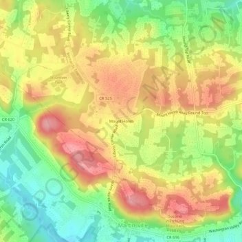 Mapa topográfico Mount Horeb, altitude, relevo