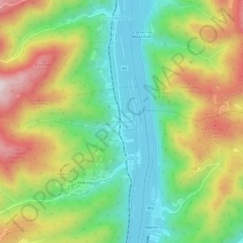 Mapa topográfico Willendorf, altitude, relevo