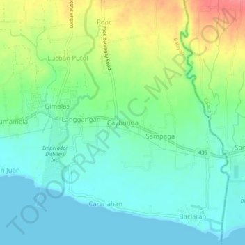 Mapa topográfico Caybunga, altitude, relevo