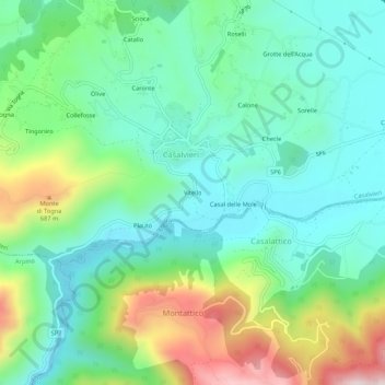 Mapa topográfico Vitello, altitude, relevo