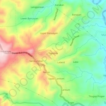 Mapa topográfico Tagaytay, altitude, relevo