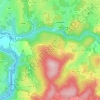 Mapa topográfico Le Mont de Transet, altitude, relevo