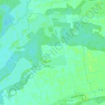 Mapa topográfico Villerset, altitude, relevo