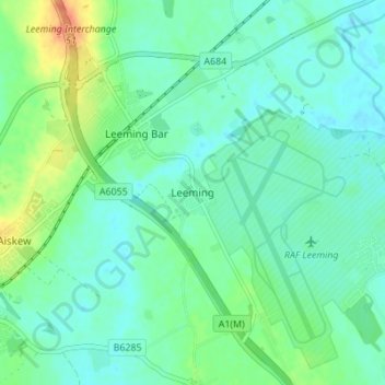 Mapa topográfico Leeming, altitude, relevo