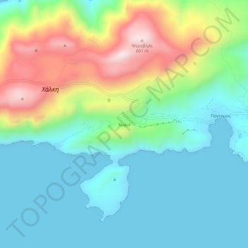 Mapa topográfico Chorio, altitude, relevo