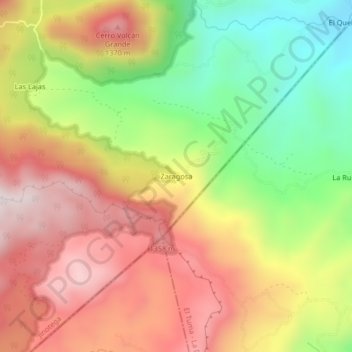 Mapa topográfico Zaragosa, altitude, relevo