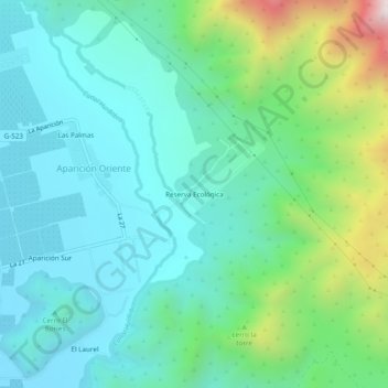 Mapa topográfico Reserva Ecológica, altitude, relevo