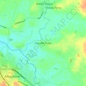 Mapa topográfico Ratcliffe Culey, altitude, relevo