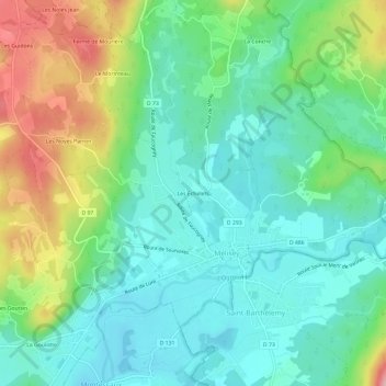 Mapa topográfico Les Échelets, altitude, relevo