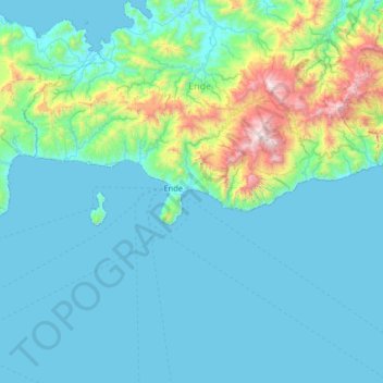Mapa topográfico Pulau Koa, altitude, relevo