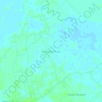 Mapa topográfico Tanjung Mulia, altitude, relevo