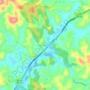 Mapa topográfico Paiol do Meio, altitude, relevo